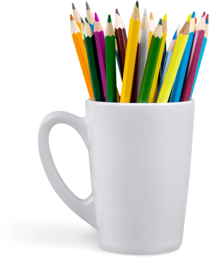 Pencils in White Ceramic Cup