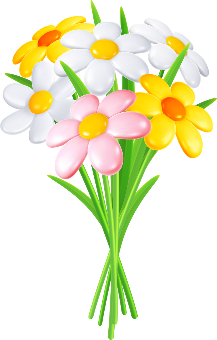 Bouquet Of Daisy Flowers 3d